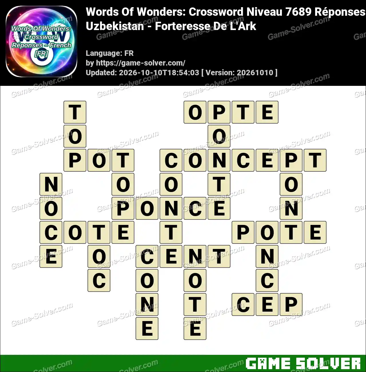 Words Of Wonders: Crossword Niveau 7689 Réponses – Uzbekistan – Forteresse De L’Ark